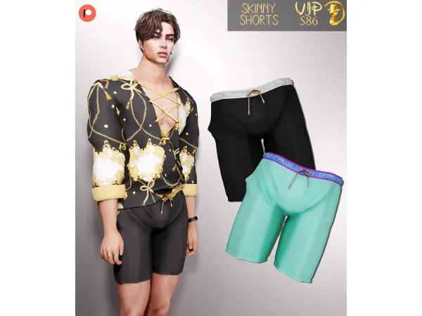 Alpha Skinny Shorts S86 by turksimmer - The Sims 4 Custom Content