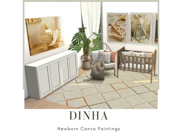 Alpha Newborn Canva Paintings - The Sims 4 Custom Content
