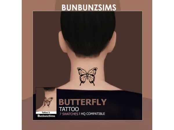 Mix [Special gift] Butterfly tattoo by [BBSims] ts4 - The Sims 4 Custom Content
