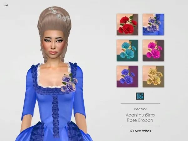Alpha AcanthusSims Rose Brooch RC - The Sims 4 Custom Content