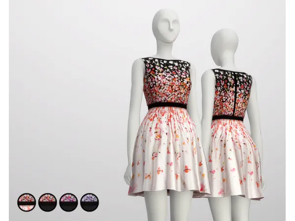 Maxis Match Black Cherry Blossom Dress by Red Valentino - The Sims 4 Custom Content