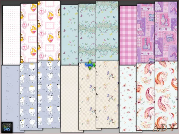 Maxis Match WALLPAPERS FOR GIRL ROOMS - The Sims 4 Custom Content