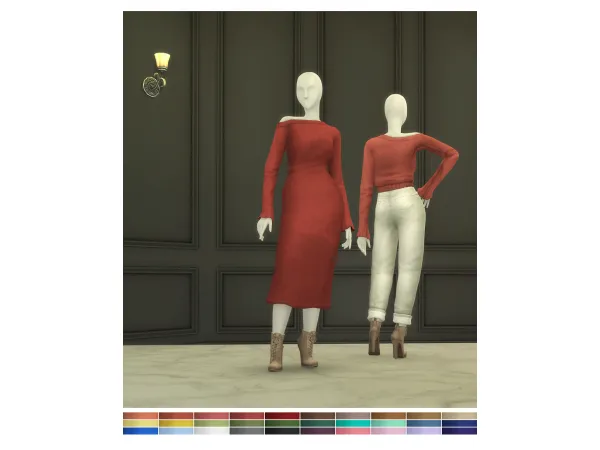 Maxis Match Le' Knit Dress Knit Sweater (20 color) by Rusty's - The Sims 4 Custom Content