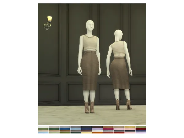Maxis Match Le' Sleeveless Midi Skirt (20 color) by simsfinds - The Sims 4 Custom Content