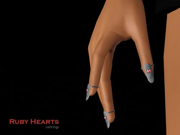 Dindirlel Ruby Heart nails - The Sims 3 Custom Content