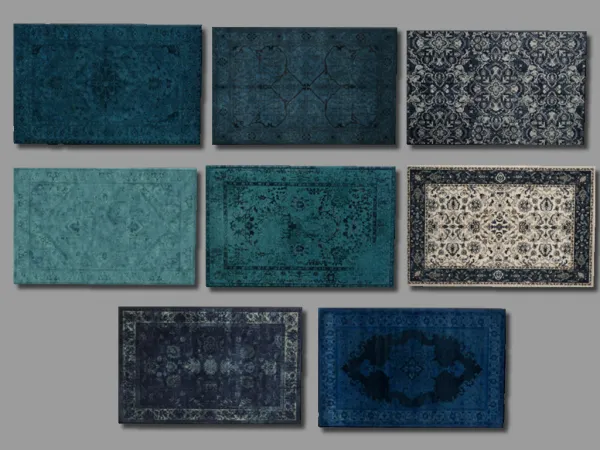 Mix Witchy Blue Rugs by rrtt - The Sims 4 Custom Content
