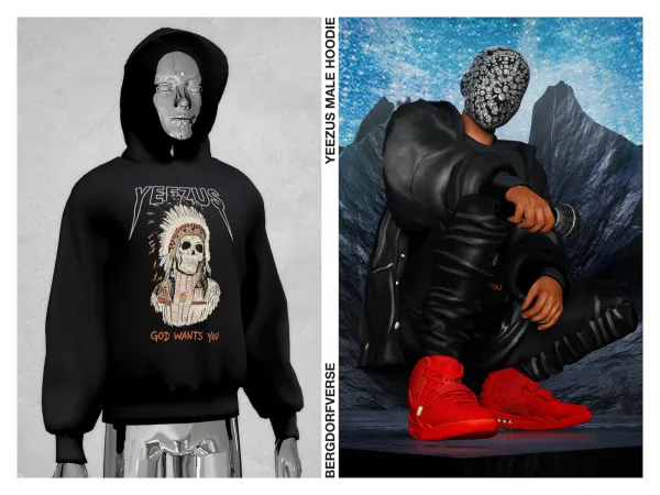 Alpha Yeezus Tour Male Hoodie by bergdorfsims - The Sims 4 Custom Content