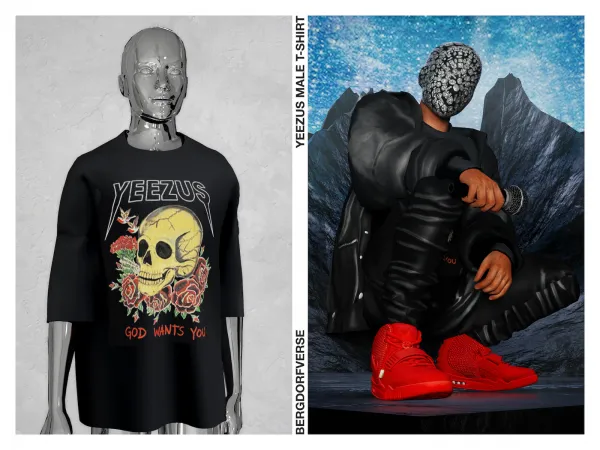 Alpha Yeezus Tour Male T Shirt by bergdorfsims - The Sims 4 Custom Content