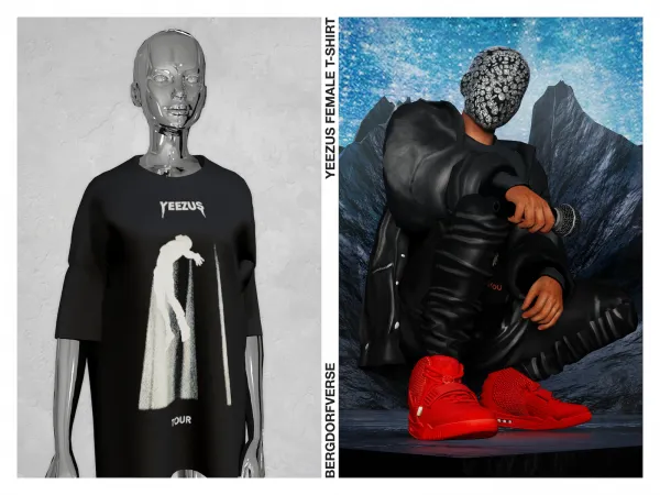 Alpha Yeezus Tour Female T Shirt by bergdorfsims - The Sims 4 Custom Content