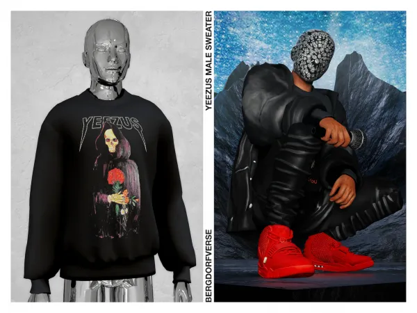 Alpha Yeezus Tour Male Sweater by bergdorfsims - The Sims 4 Custom Content