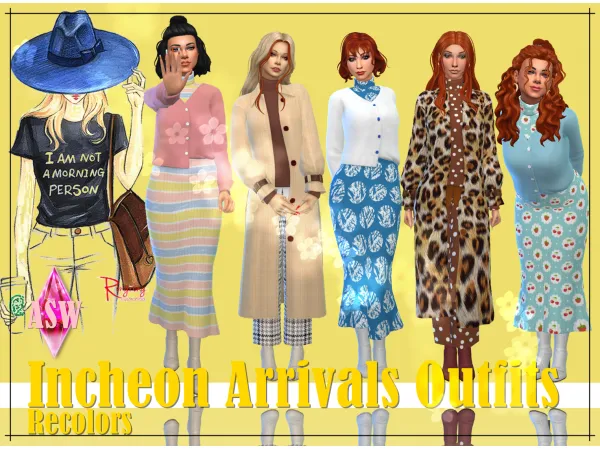 Maxis Match Incheon Arrivals Kit Outfits Recolors by Annett's Sims 4 Welt ASW - The Sims 4 Custom Content