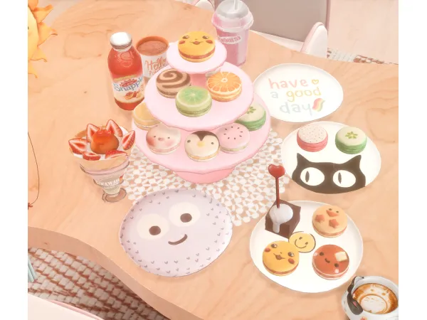Mix Edible diy brunch macarons pedestal by Hydrangea - The Sims 4 Custom Content
