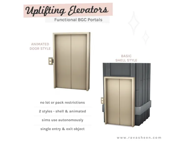 Maxis Match Uplifting Elevators by ravasheen - The Sims 4 Custom Content