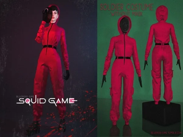 Alpha Squid Game Soldier Costume BRSIMS by bluerose-sims - The Sims 4 Custom Content