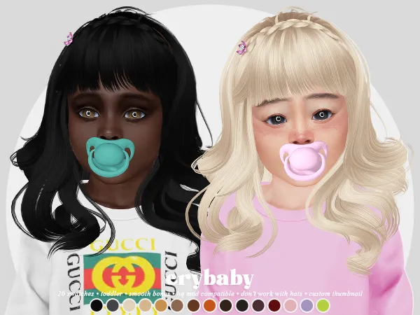 Alpha crybaby zooey hair (anto) toddler f by crybaby - The Sims 4 Custom Content