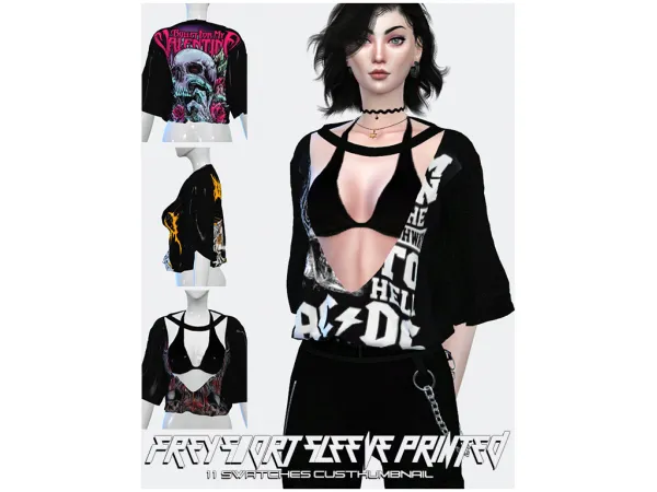 Alpha Frey Short Sleeve Graphic Print by freys4 - The Sims 4 Custom Content