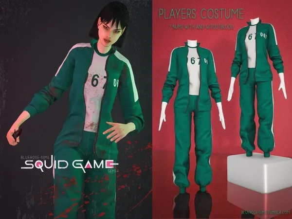 Alpha Squid Game Players Costume BRSIMS by bluerose-sims - The Sims 4 Custom Content