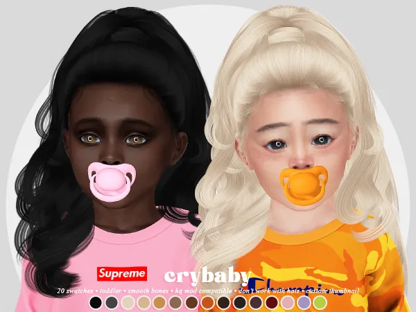 Alpha crybaby barbara hair (anto) toddler f by crybaby - The Sims 4 Custom Content