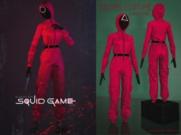Alpha Squid Game Soldier Costume BRsims by bluerose-sims - The Sims 4 Custom Content