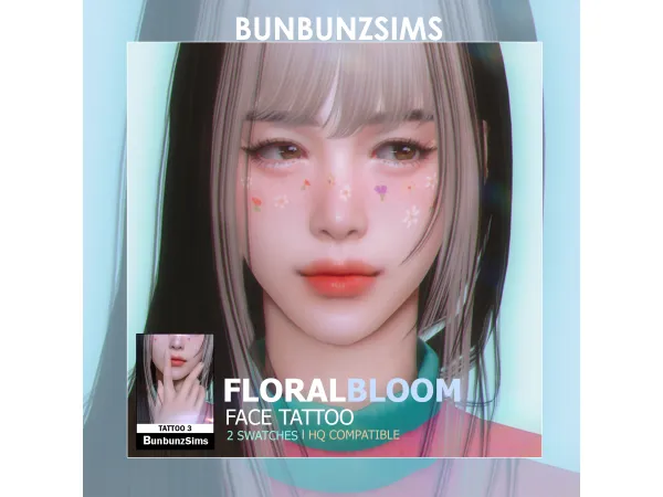 Mix Floral bloom face tattoo by simsfinds - The Sims 4 Custom Content