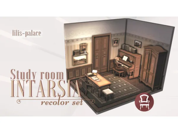 Maxis Match INTARSIA StudyRoomRecolors - The Sims 4 Custom Content
