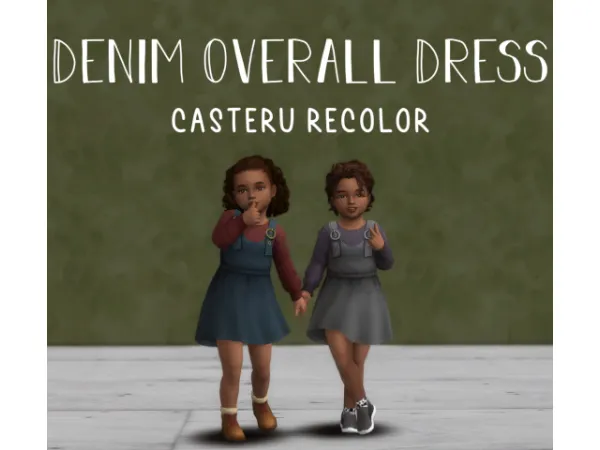 Maxis Match denim overall dress recolor - The Sims 4 Custom Content