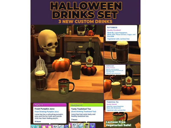 Maxis Match Halloween Drinks Set 3 New Custom Drinks by RobinKLocksley - The Sims 4 Custom Content