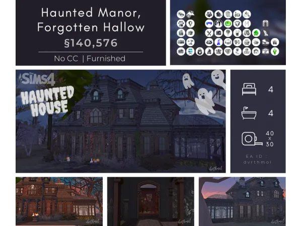 Maxis Match HAUNTED MANOR FORGOTTEN HALLOW - The Sims 4 Custom Content