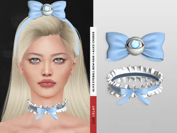 Alpha Alice Hair Bow Choker - The Sims 4 Custom Content