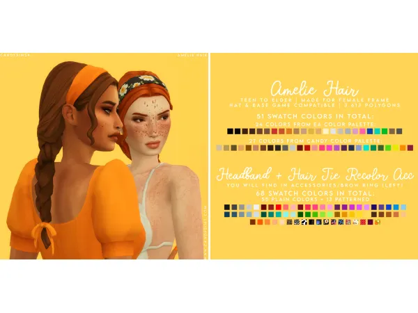 Maxis Match AMELIE HAIR - The Sims 4 Custom Content