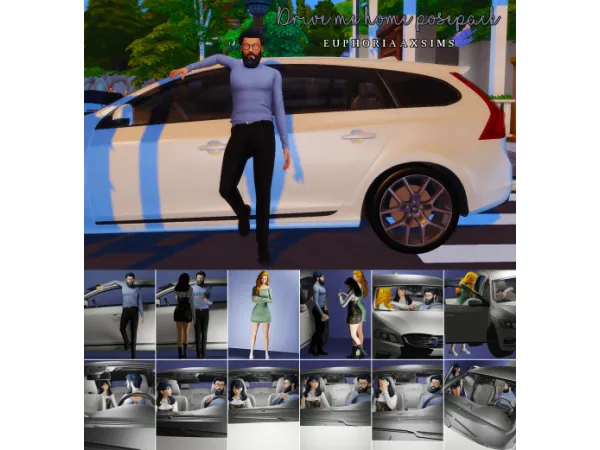 Mix [euphoriaaxsims] drive me home posepack - The Sims 4 Custom Content