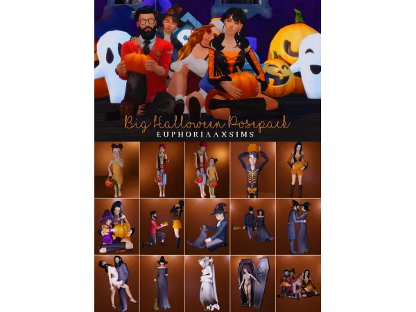 Mix [euphoriaaxsims] big halloween posepack - The Sims 4 Custom Content
