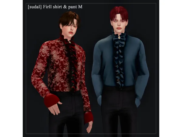 Alpha [sudal] Frill shirt pant M sims by sudal - The Sims 4 Custom Content