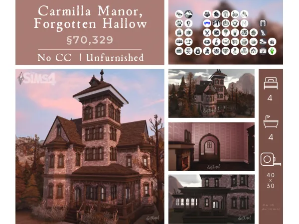 Maxis Match CARMILLA MANOR FORGOTTEN HALLOW - The Sims 4 Custom Content
