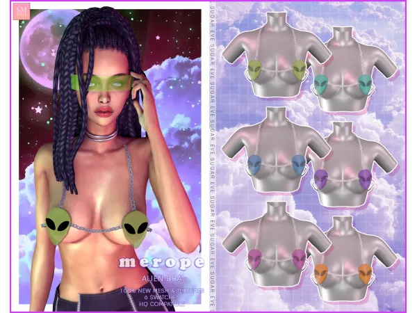Alpha SUGAR Merope Alien Bra by SM Sims - The Sims 4 Custom Content