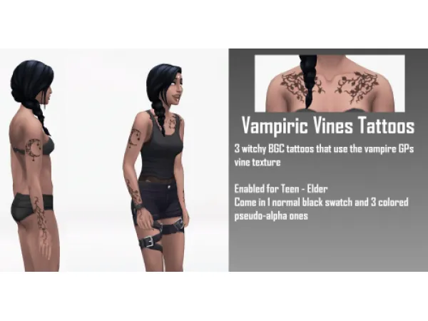 Mix Vines Tattoos - The Sims 4 Custom Content