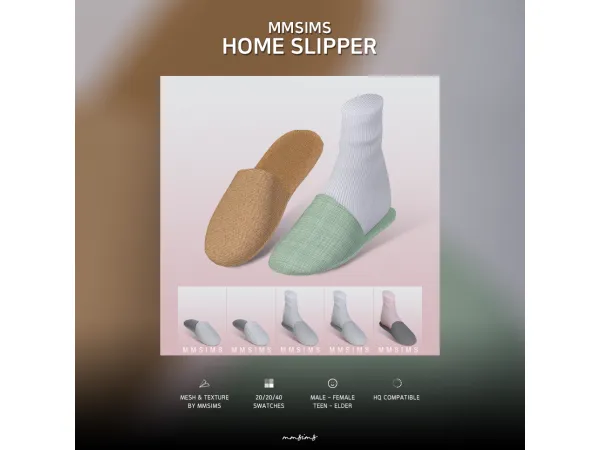 Alpha MMSIMS Home Slipper Set by MMSIMS - The Sims 4 Custom Content