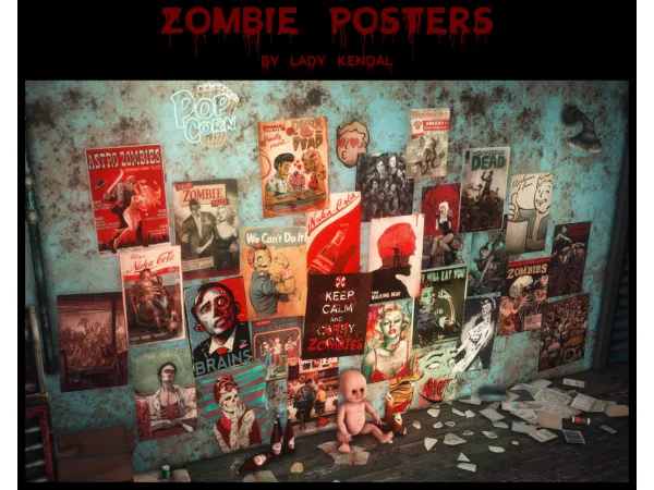 Maxis Match Zombie Posters and Apocalyptic Signs - The Sims 4 Custom Content