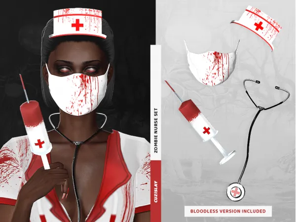 Alpha Zombie Nurse Accessories - The Sims 4 Custom Content