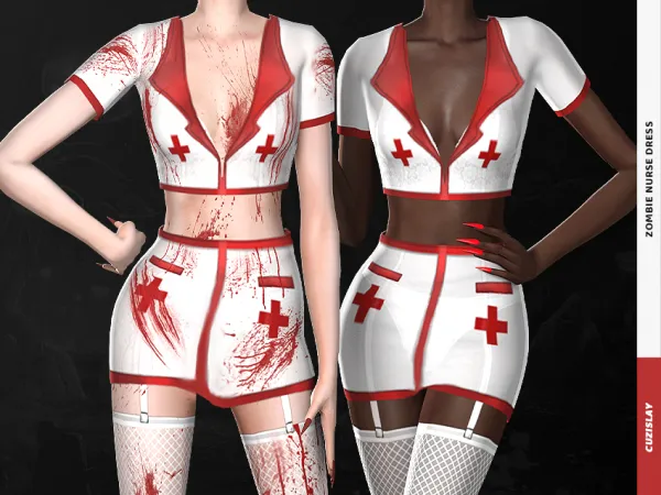 Alpha Zombie Nurse Dress by cuzislay - The Sims 4 Custom Content