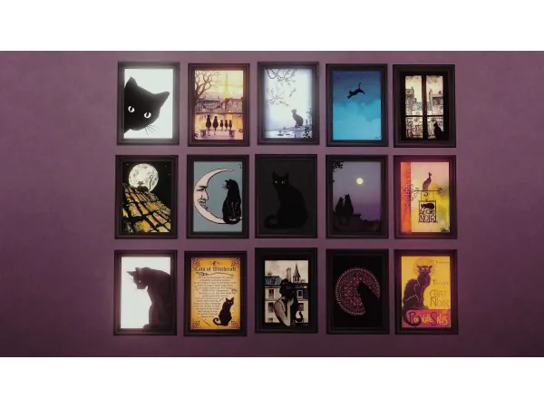 Mix Black Cat's Paintings by rrtt - The Sims 4 Custom Content