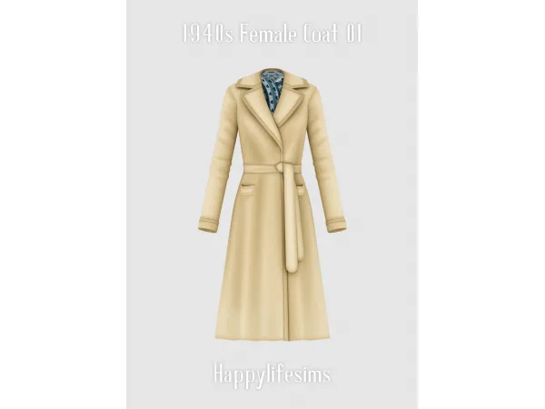 Maxis Match 1940s Female Coat 01 by [Lonelyboy] - The Sims 4 Custom Content