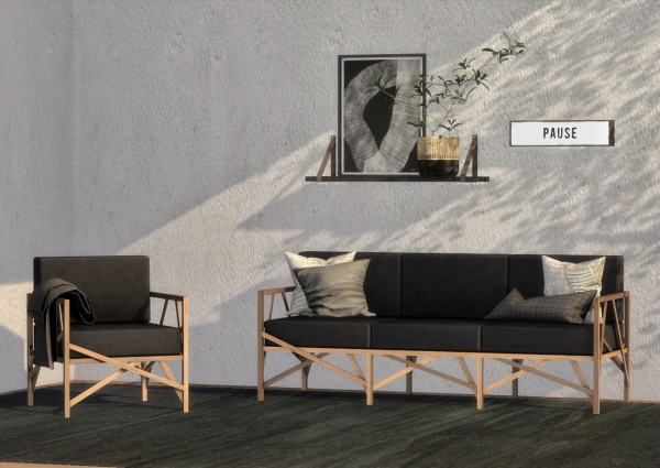 Alpha Rothlisberger Allumette Armchair Sofa by simsfinds - The Sims 4 Custom Content