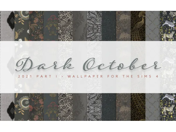 Mix Dark October Walls (2021 Edition Part I) by SimPlistic - The Sims 4 Custom Content