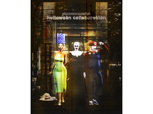 Alpha [AxExS] halloween collaboration Mario set by ALGU - The Sims 4 Custom Content