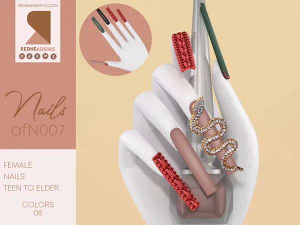 Alpha AF NAILS N007 - The Sims 4 Custom Content