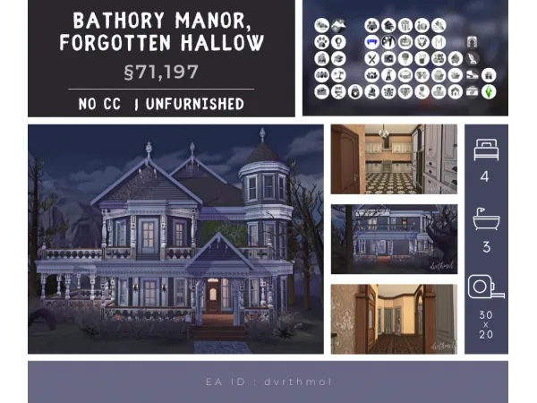 Maxis Match BATHORY MANOR FORGOTTEN HALLOW - The Sims 4 Custom Content