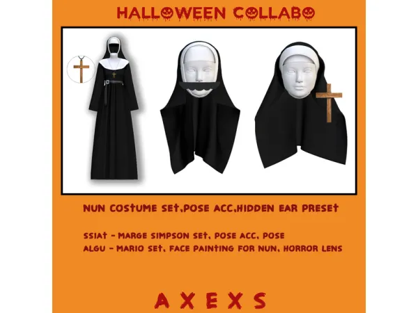 Alpha [axexs] halloween collaboration The Nun valac set by euno - The Sims 4 Custom Content
