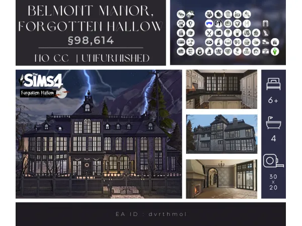 Maxis Match BELMONT MANOR FORGOTTEN HALLOW - The Sims 4 Custom Content