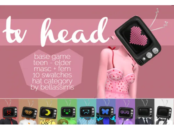 Maxis Match Tv Head Download by Bellassims - The Sims 4 Custom Content